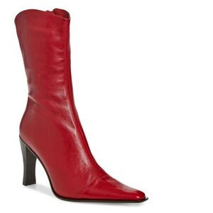 FINAL PRICE 🔥Jeffrey Campbell Western Leather Be Bold Boot 8 Red BRAND NEW Heel